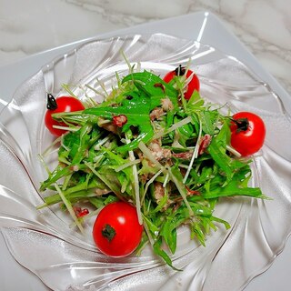 鯖の水煮と水菜のエスニック風サラダ